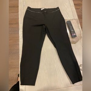 Nanette Lepore black legging stretch pant with leather trim detail L